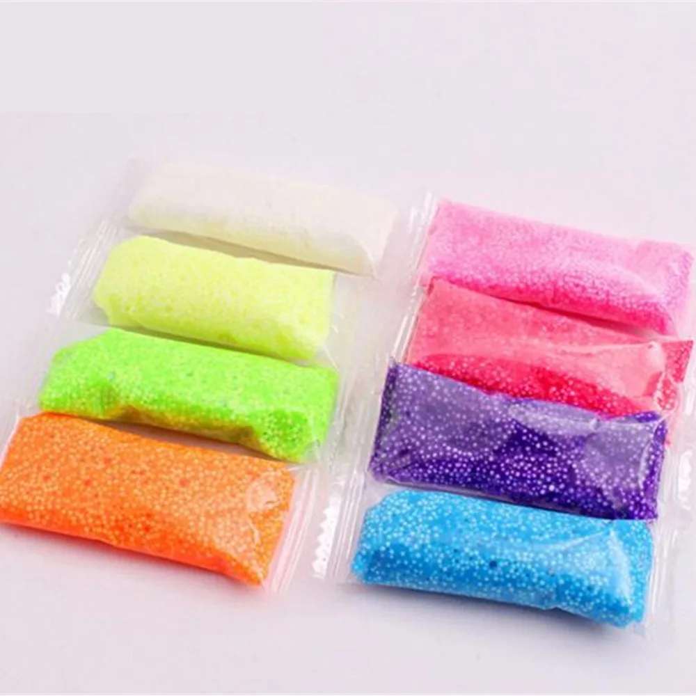 5g Novidades Color Snow Mud Fluffy Floam Slime Anti-Stress Toy DIY Novelty Puzzle Bead Slime Toy Sludge Mud Toy Light Clay