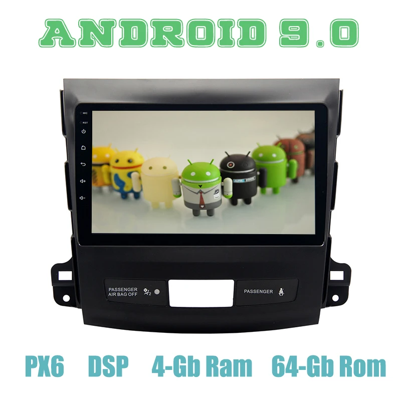 

9" IPS PX6 Android 9.0 Car GPS Radio Player for mitsubishi outlander 2007-2012 with DSP 4+64GB Auto Stereo Multimedia Headunit