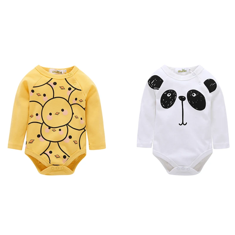 

2019 summer newborn infant clothes long sleeve hayi romper clothes male baby cotton triangle hayi panda chick cartoon