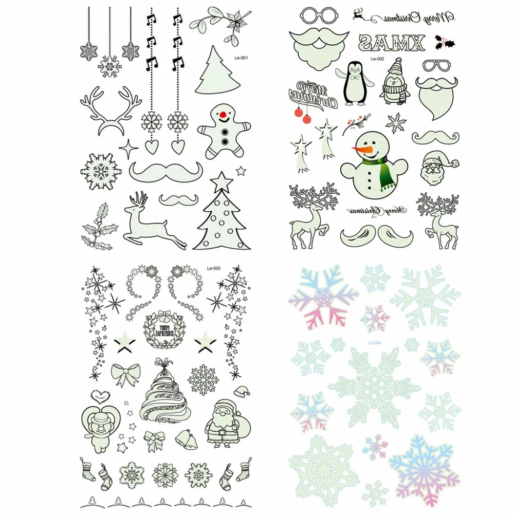 Luminous Tattoo Glow In The Dark Glitter Christmas Flash Fluorescent Stickers 