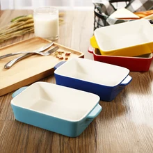Assiette en céramique cuisson fromage, casserole rectangulaire pour poissons riz cuit au four à micro-ondes
