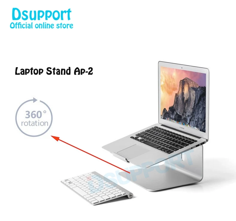 Dsupport-360 도 회전 조절 노트북 스탠드 각도 15 도 홈/인치 랩톱 스탠드, 알루미늄 도 회전 조절 가능, 15 도 회전, 노트북 스탠드