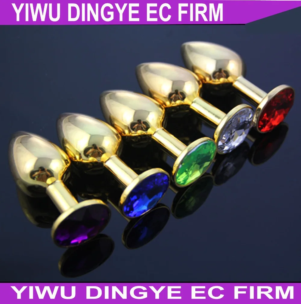 Dingye Anal Toys for Men Gold Stainless Steel Anal Plugs Diamond