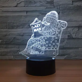 

Sea lion 3D night light 7 color LED table lamp touch switch USB powered 1415