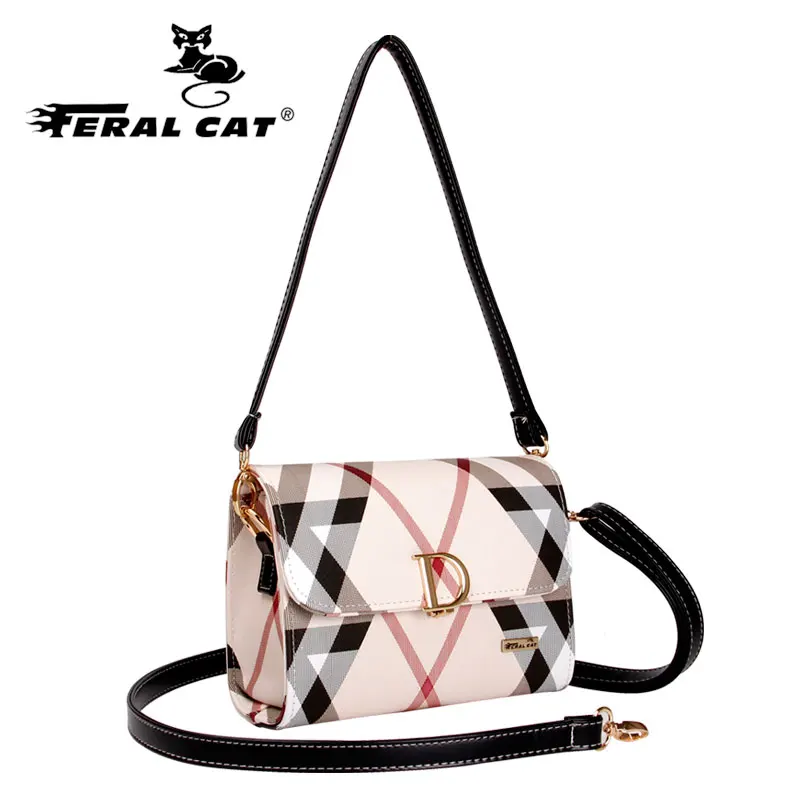 

Feral Cat 2019 luxury brand designer high quality young stripes fashion tote shoulder bag cross-body women lady girl bags 6025