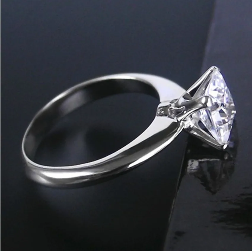 Винтаж 2 карат принцесса вырезать синтетические бриллианты кольцо для девочки чистого серебра с белый золотой чехол длится навсегда