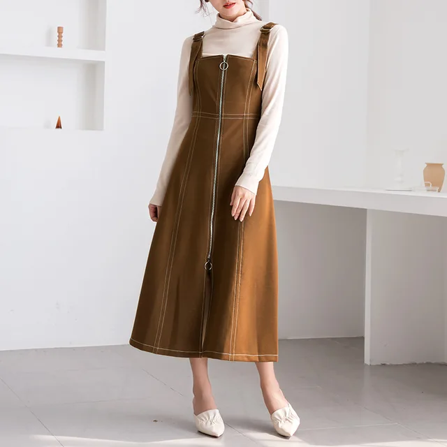 Önlük elbise kadınlar sundress kış ...