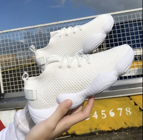 

Luxury Women's Shoes Casual Fashion Sneaker Flat Platform Stretch Fabric Ladies Shoes 2019 New Mesh Lace-up High Quality