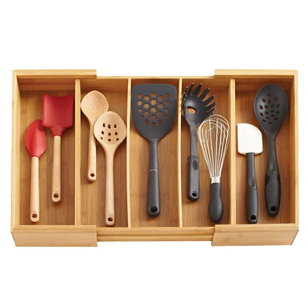 Expandable Cutlery Bamboo Drawer Organizer Cutlery Tray Kitchen Multi