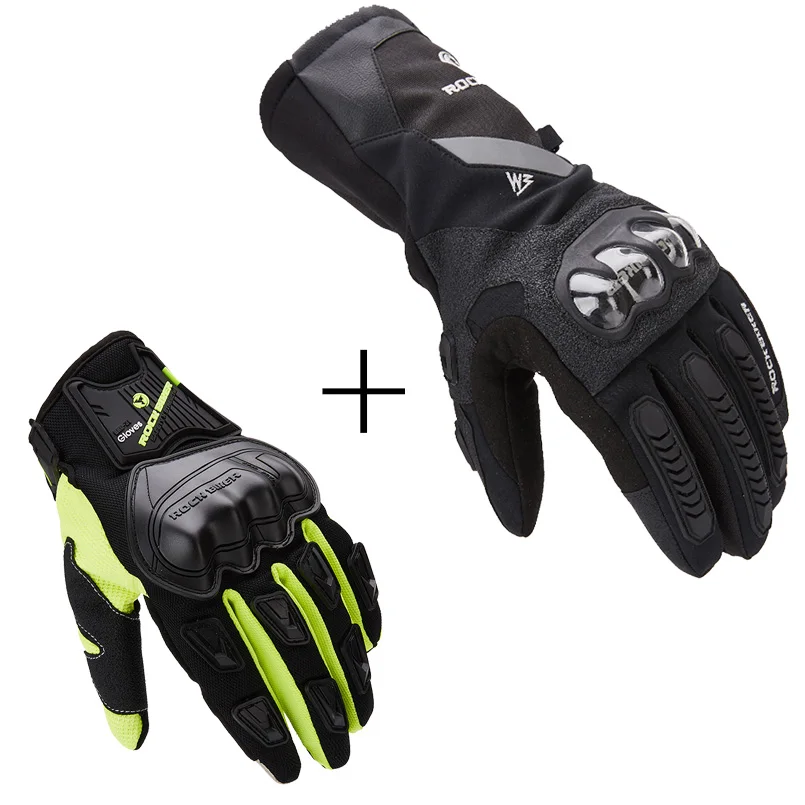 2Pairs Summer Winter Motorcycle Glove Waterproof Riding MTB DH Dirt Bike Moto Gloves Motocross Men's Bicycle guantes moto XXL