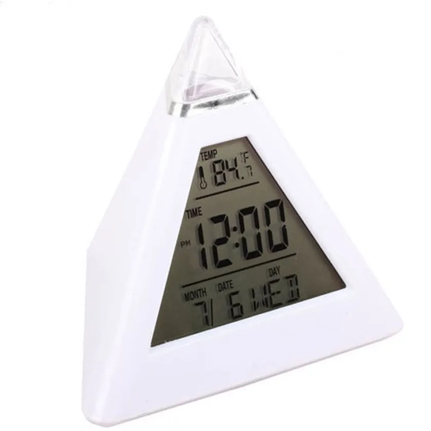 

2019 Useful High Quality New Arrival Fashion Pyramid Temperature 7 Colors LED Change Backlight LED Alarm Clock Dropshipping
