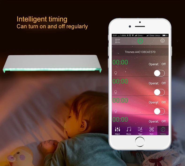  Rectangle Led Wall Lamp Sconces smart House RGB Dimmable APP Remote control Bluetooth bedroom lamp  - 33061694974