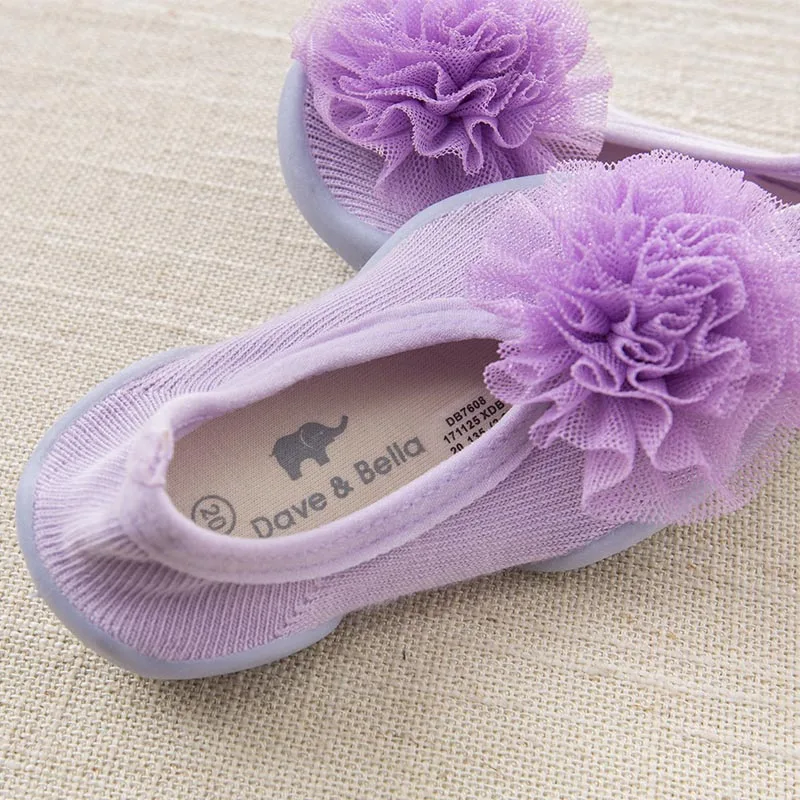 DB7608 Dave Bella мягкая обувь для малышей дно для новорожденных Модные Детские носочки с резиновой детской обуви