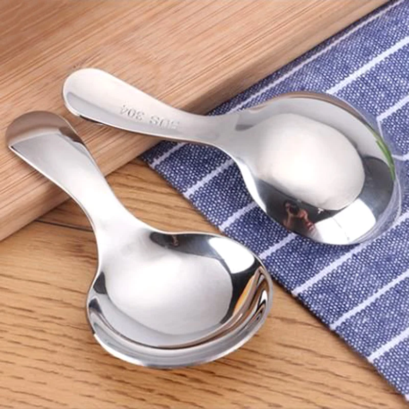 2pcs Stainless Steel Kitchen Spice Condiment Spoons Short Handle Sugar Sault Tea Coffee Scoop Cute Kids Spoon Ice Cream Spoon (2)