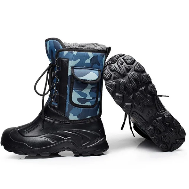 25 градусов, мужские зимние утепленные флисовые Водонепроницаемые зимние сапоги, Уличная обувь для кемпинга, рыбалки, охоты, нескользящая обувь с защитой от холода - Цвет: 2