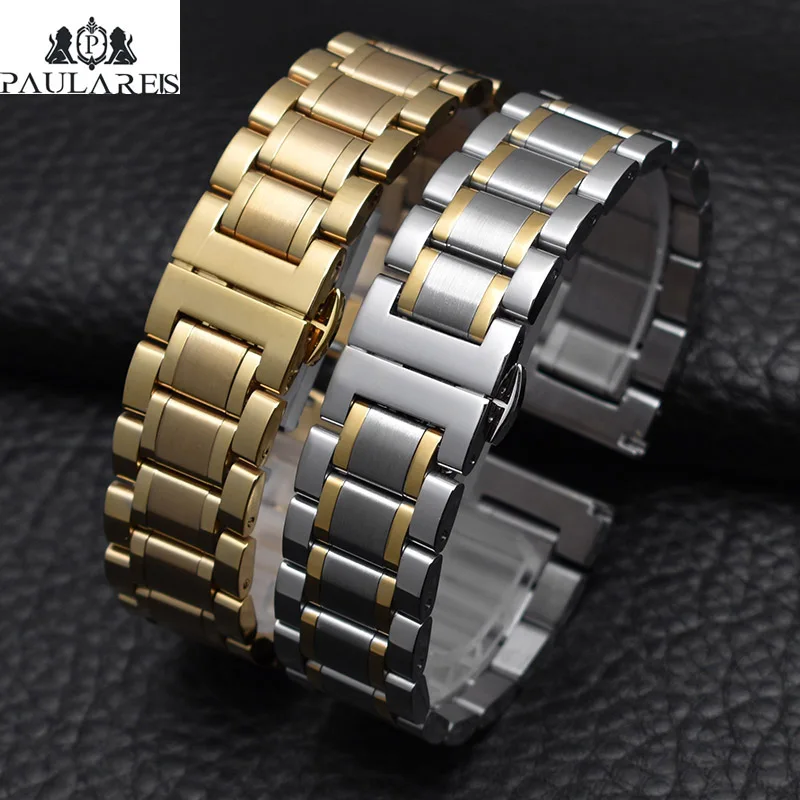 1PC High quality 22MM Gold Silver Stainless steel 2 Tones watch strap