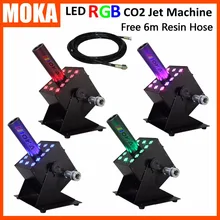 4 штуки в партии, от производителя, светодиодный RGB CO2 противотуманные эффект машины dmx512 сухой лед ткацкий станок CO2 холодный туман машина с 6 м струйный шланг