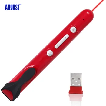 

August LP170R Wireless Presenter with Red Laser Pointer Cordless Powerpoint Slide Changer with Shortcut Keys 1 x AAA Battery