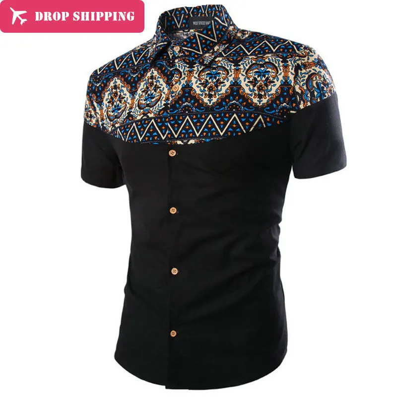 Прямая, мужские хлопковые рубашки Vestir, популярные мужские рубашки с коротким рукавом, летняя модная мужская рубашка с принтом, gx186
