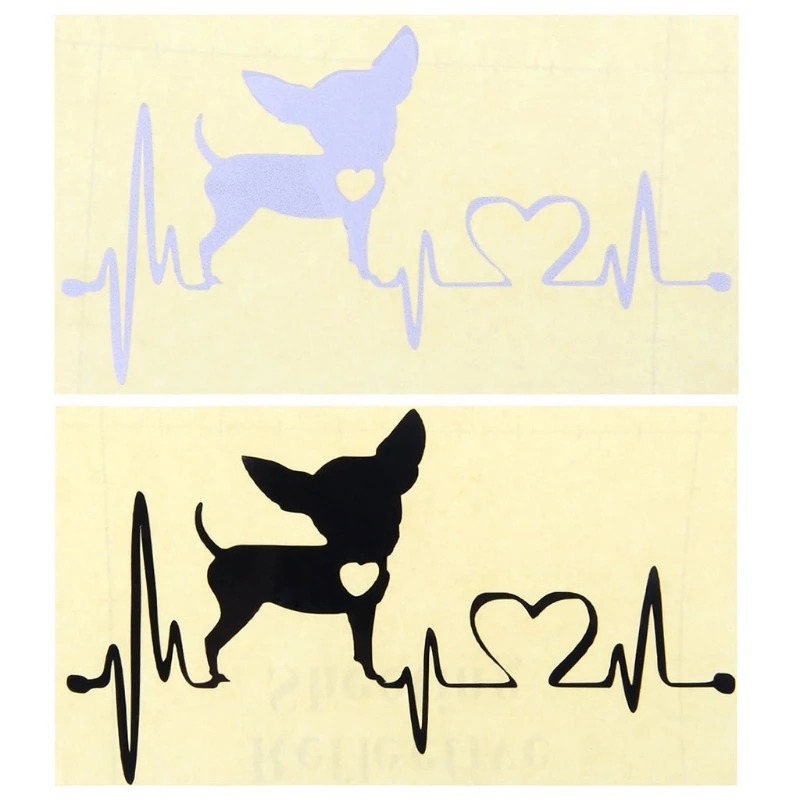 

12x7CM Chihuahua Heartbeat Dog Car Styling Cute Funny Animal Decorative Stickers Sep10 Drop Ship