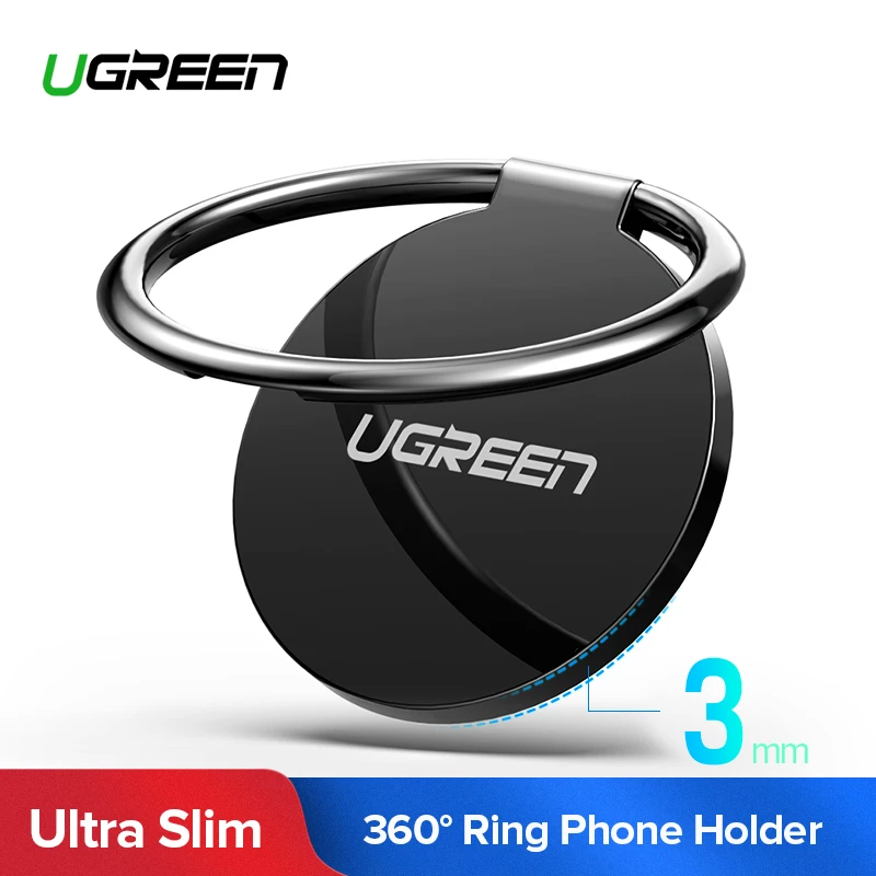 Ugreen Finger Ring Holder for Samsung S9 360 Degree Mount Holder Stand Mobile Phone Finger Phone Stand for iPhone X 8 7 6 Tablet