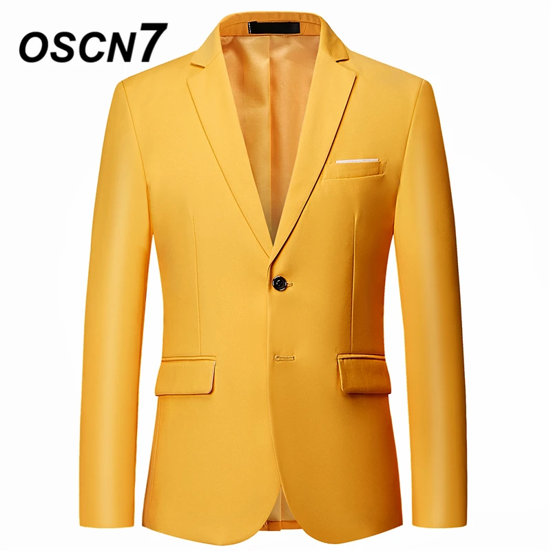 [Wholesale] OSCN7 Solid Blazer Men Two Button Slim Fit Casual Business ...