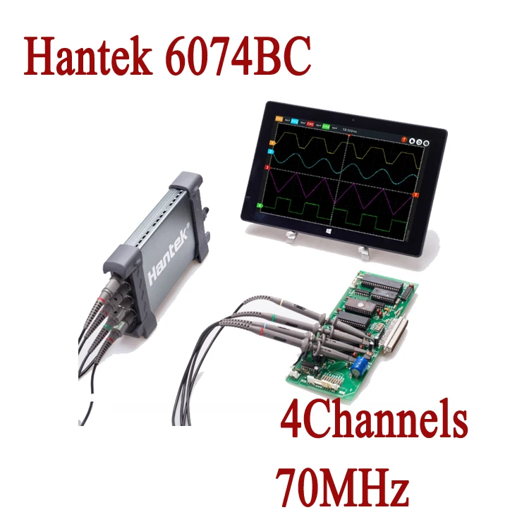 Цифровой осциллограф Hantek 6074BC 1GSa/s 4 канала 70 МГц Osciloscopio Автомобильный USB