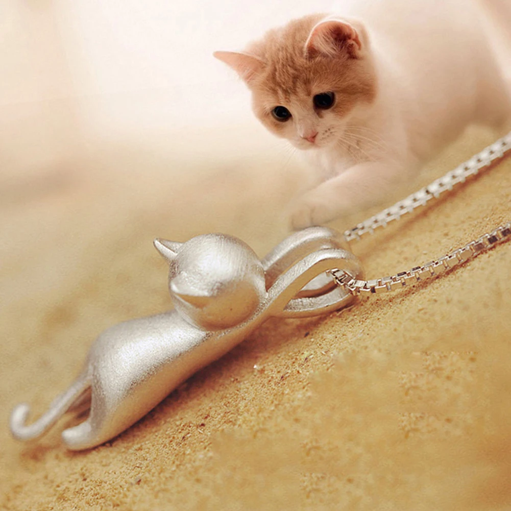 Модные женские посеребренные милые восхождения Очаровательная подвеска котенок ожерелье ювелирные изделия