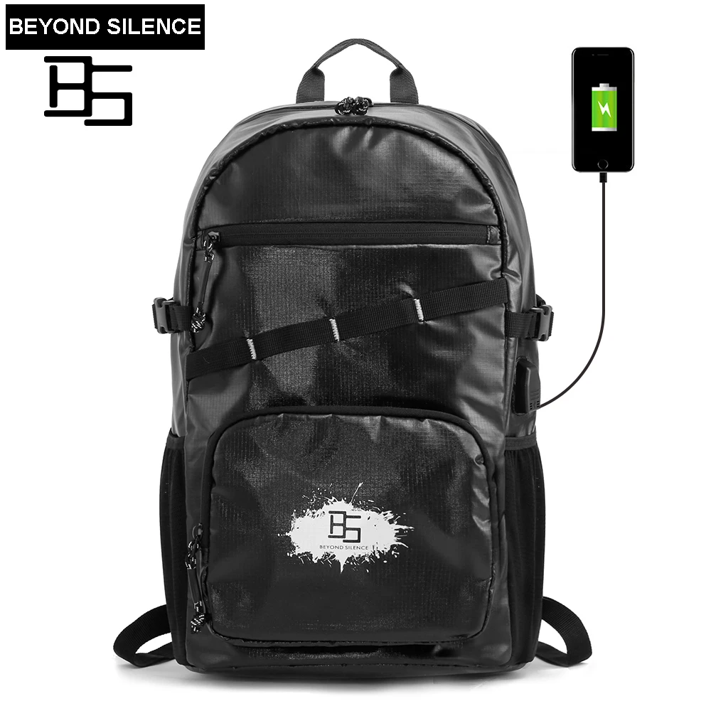 

BS Travel Men Backpack Casual Laptop Computer Bags with USB Charging Port Lightweight Waterproof School Bags for Travel College