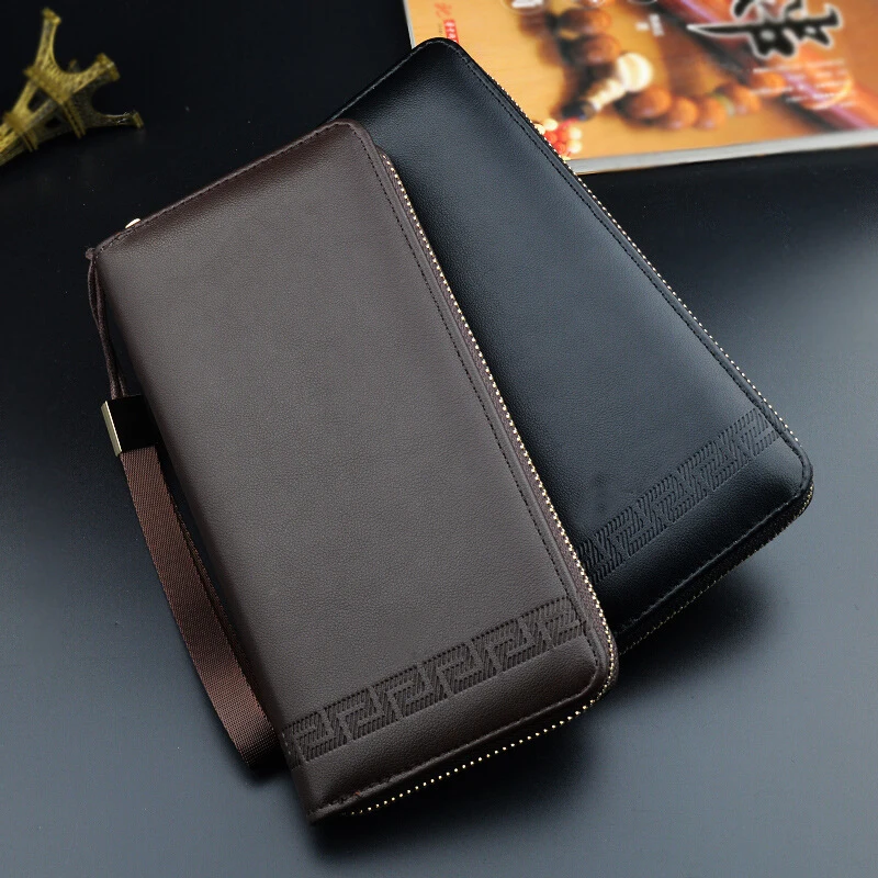 

SUONAYI Men Wallets Leather Men Purse Fashion Wallet Clutch Bag Long Male Wallet Hand Bag Card Holder carteira