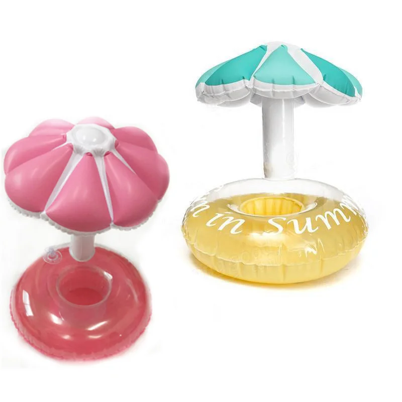 3pcs Mini Coaster umbrella inflatable cup holder floating pool drink float toy cup boia sand seat yeti Water Bottle Accessories