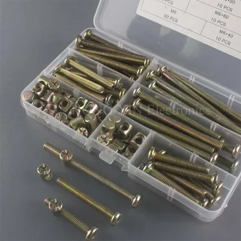 

100pcs Zinc Plated Screw M6x40/50/60/70/80 Hex Drive Socket Cap Furniture Barrel Bolt Nuts kit for Furniture Cots Bed Crib Chair