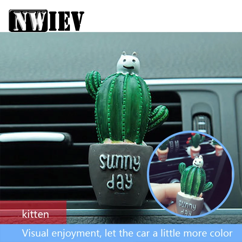 

NWIEV Car Air Conditioning Vent Perfume Clip Resin Cactus For Citroen C4 C5 C3 Renault Duster 2 Logan Romeo 159 Fait Accessories