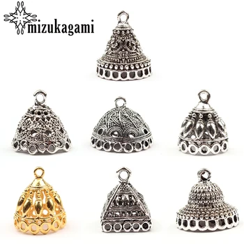 

Retro Plated Zinc Alloy Gold Bell Shape Beads Tassels End Cap Charms Pendants For DIY Jewelry Tassels Making Accessories