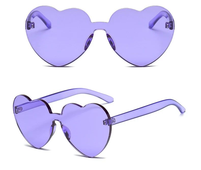 DCM любовь сердце форма Солнцезащитные очки для женщин без оправы рамки оттенок прозрачные линзы солнцезащитные очки UV400
