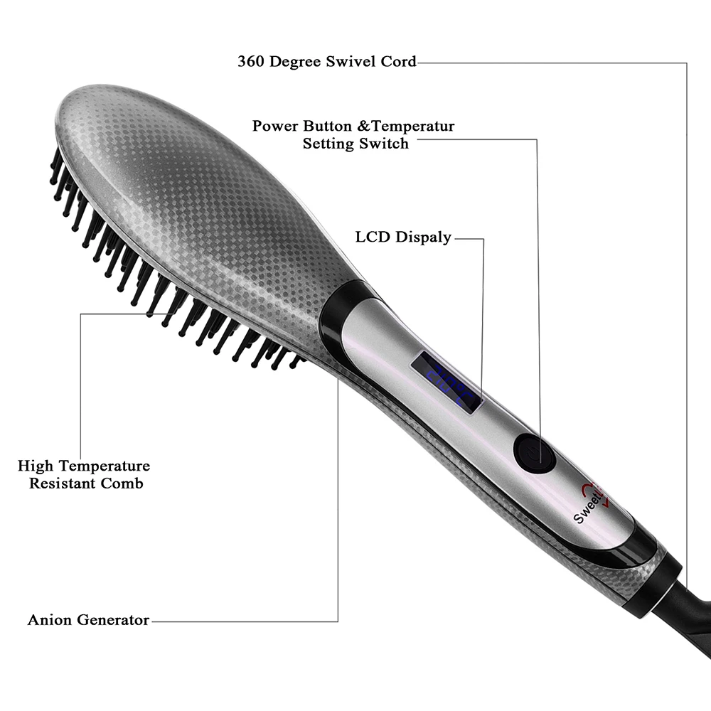 SweetLF расческа для волос Электрический утюжок для волос инструмент Быстрое нагревание распутывание анти-ожога аксессуар для парикмахера керамическая железная для волос инструмент