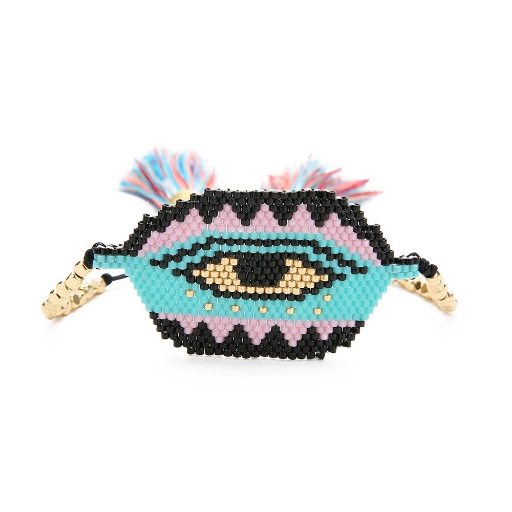 Браслет evil eye MIYUKI манжеты браслет evil eye s розовый Delica бусины ручной работы ткацкий станок тканые кисточкой Для женщин ювелирные подарки - Окраска металла: pattern 1