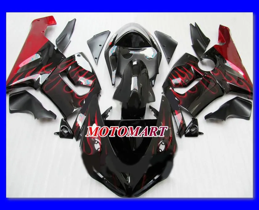 

Motorcycle Fairing kit for KAWASAKI Ninja ZX6R 05 06 ZX6R 636 2005 2006 Red flames black ABS Plastic Fairings set +7 gifts SX43