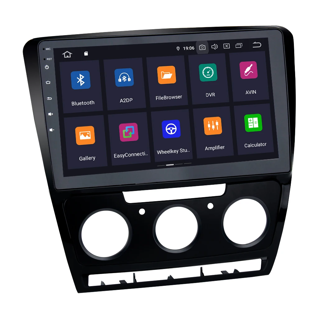Top Auto Radio Car multimedia Android 9.0 PX6 for Skoda Octavia 2007 2008 2009 2010 2011 2013 2014 1080p 10.2" IPS Touch screen HDMI 1