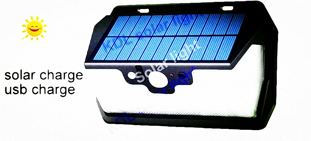 

55 LED 900lm Solar Light remote control radar smart 3 side lighting strong bright smart switc cam street wall lamp yard camp g