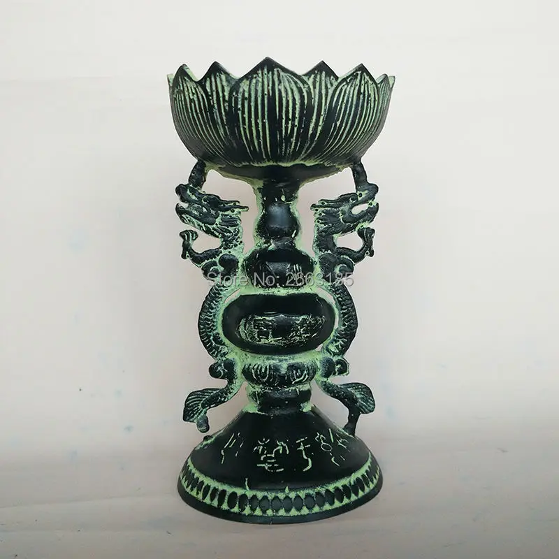 Koop Chinese Antieke Brons Imitatie Dubbele Draak Candler Lotus Kalebas Mascotte Woonkamer Woondecoratie Ambachtelijke Feng shui