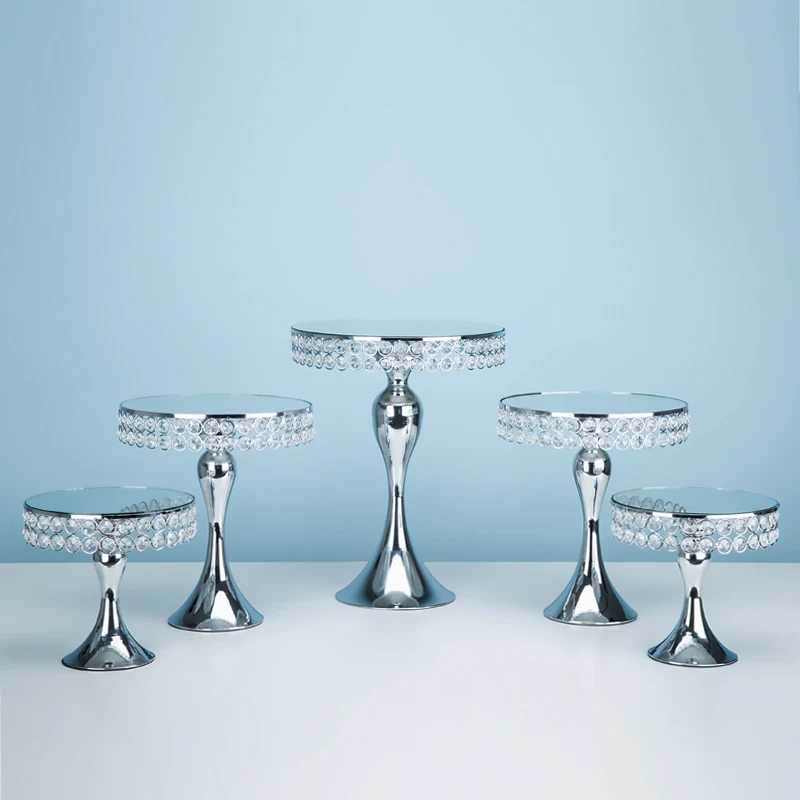  1pcs-5pcs mirror cupcake mirror cake stand set silver & gold color display sweet cake decoration