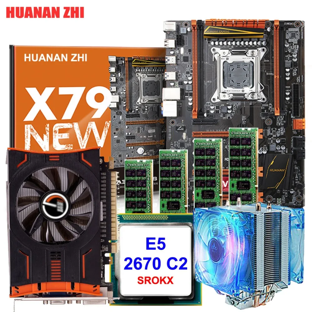 HUANANZHI X79 эксклюзивная материнская плата с M.2 слотом ЦП Xeon E5 2670 2 6 ГГц кулер большой