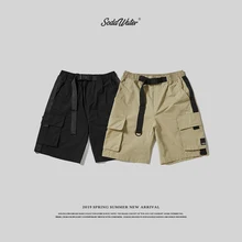 Сода воды мужские Новые хип хоп мужские шорты с поясом Harajuku мульти-штаны карго с карманами мужские летние однотонные шорты 94367SD