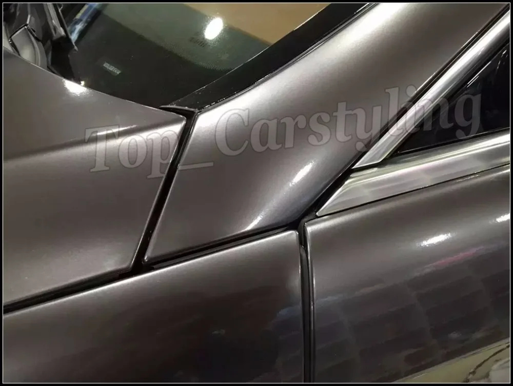 gunmetal gray Glossy Metallic candy Vinyl Full Car wrapping gloss midnight 3m 1080 hexis wrap skin Coat Foil graphics (2)
