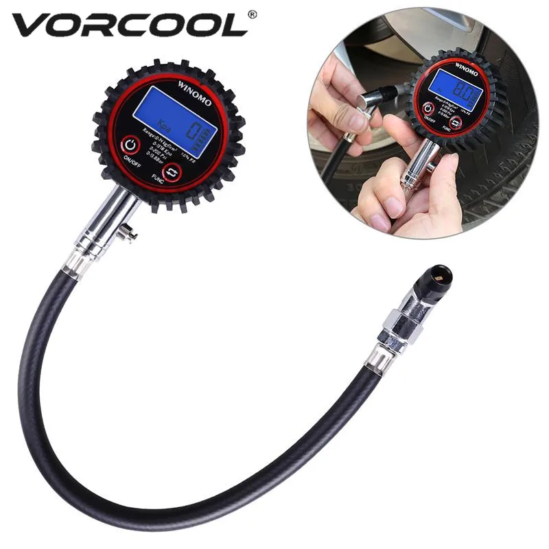 

VORCOOL Universal Digital Tire Pressure Gauge 200 PSI with Blue Backlight LCD Display Car Tire Guage Tester Check Repair Tool