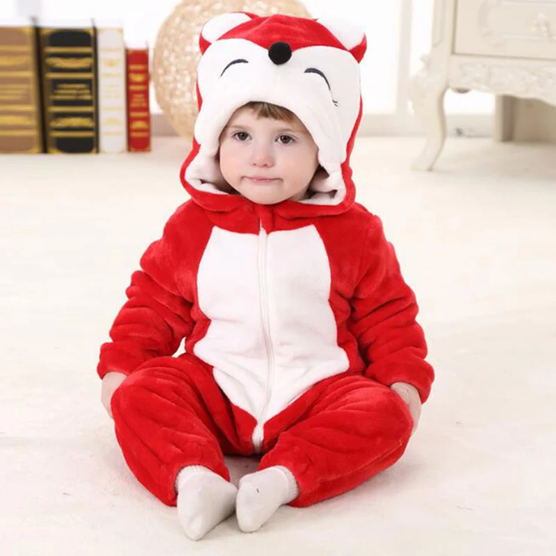

Baby Animal Fox Kigurumi Pajamas Newborn Infant Rompers Animal Onesie Cosplay Costume Outfit Hooded Jumpsuit Winter Spring Suit