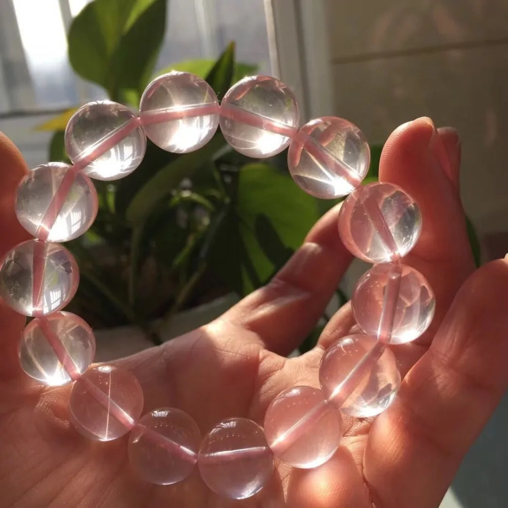 

Natural Rose Quartz Mozambique Strong Star Light Clear Round Beads Bracelet Women 13mm 14mm 15mm 16mm 17mm AAAAA Drop Shipping