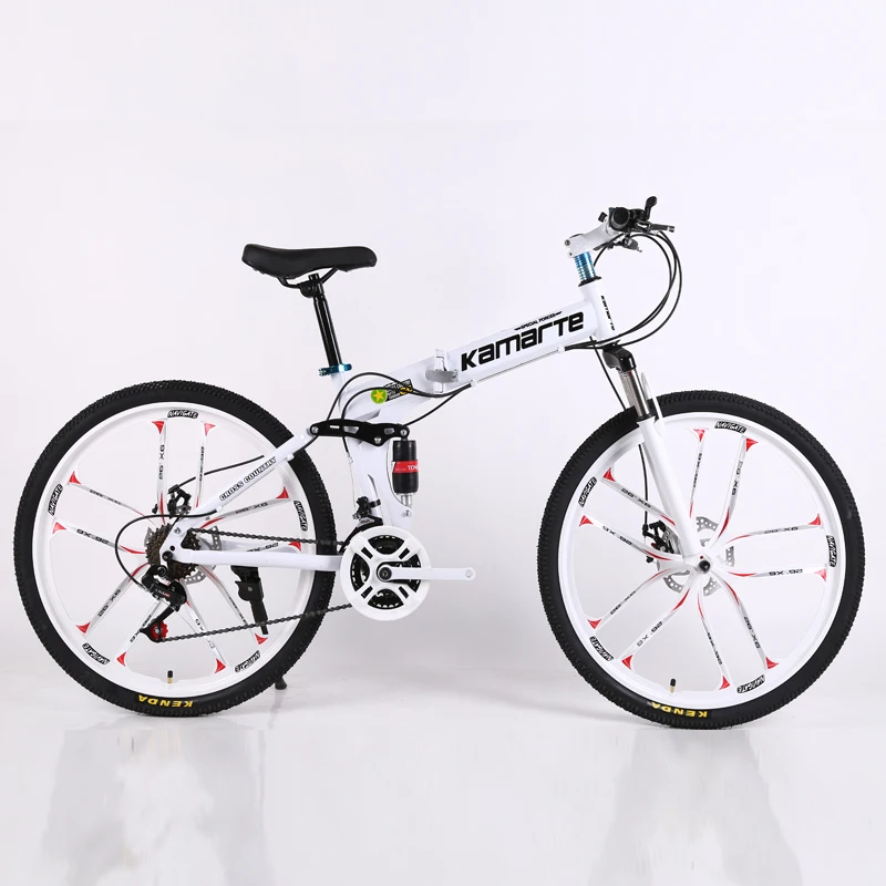 Sale 24 and 26inch folding mountain bike 10 knife wheel folding mountain bicycle 21 speed Two-disc brake bicycle 21