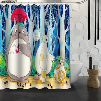 

New Baymax Custom Shower Curtain Waterproof Fabric Bath Curtain Polyester Fabric Bathroom Curtain 18-4.11